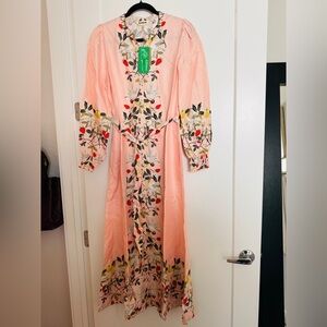 Boden Ruby Collarless Shirt Dress
Pink, Bird Paradise, NWT